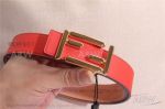 AAA Replica Cheap Fendi Orange Leather Belt - Yellow Gold Double F Buckle